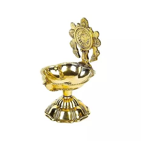 Klassic Brass Shankh Chakra Diya,100g-Main image
