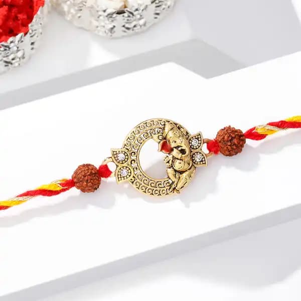 Lord Ganesha Rudrakash CZ Rakhi-Main Image
