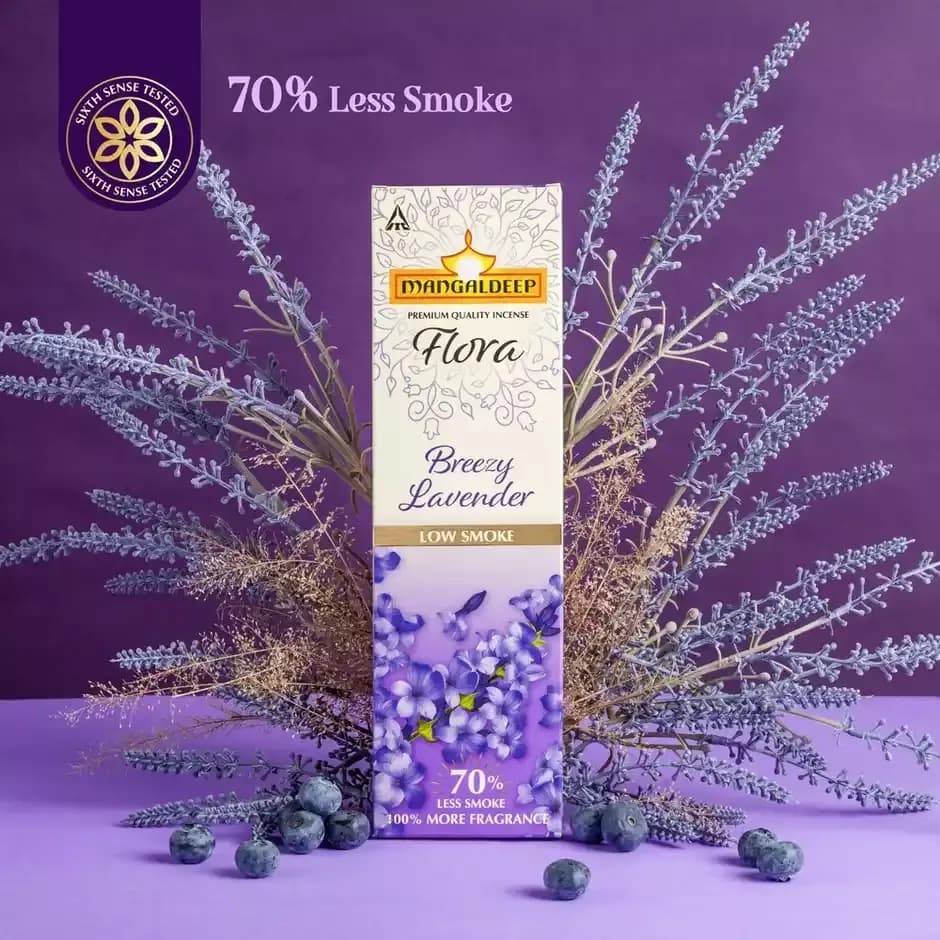 Mangaldeep Low Smoke Breezy Lavender Incense Sticks,100g-Main image