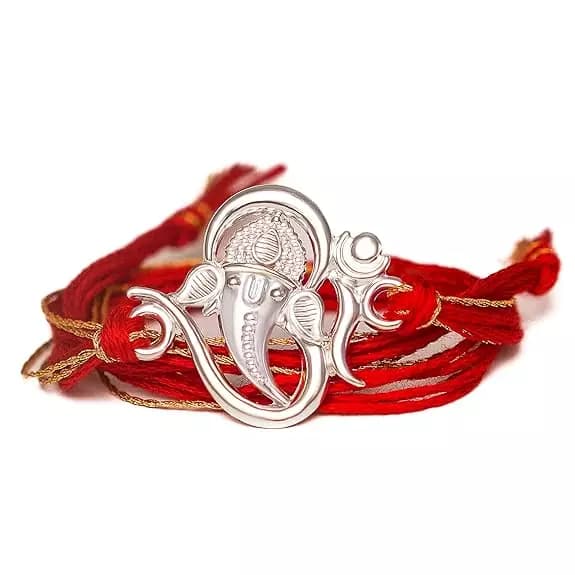 Milan Jewellers Fine Silver OM Design rakhi,1g-Main image