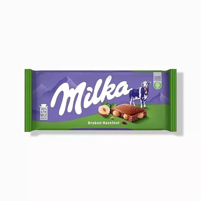 Milka Broken Hazelnut Milk Chocolate Bar,100g-Main image