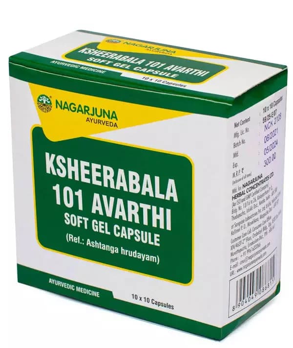 Nagarjuna Ayurveda Ksheerabala 101 Aavarthi Capsule, 100 Tablets-main image