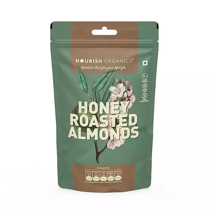 Nourish Organic Honey Roasted Almonds,100g-,Main image