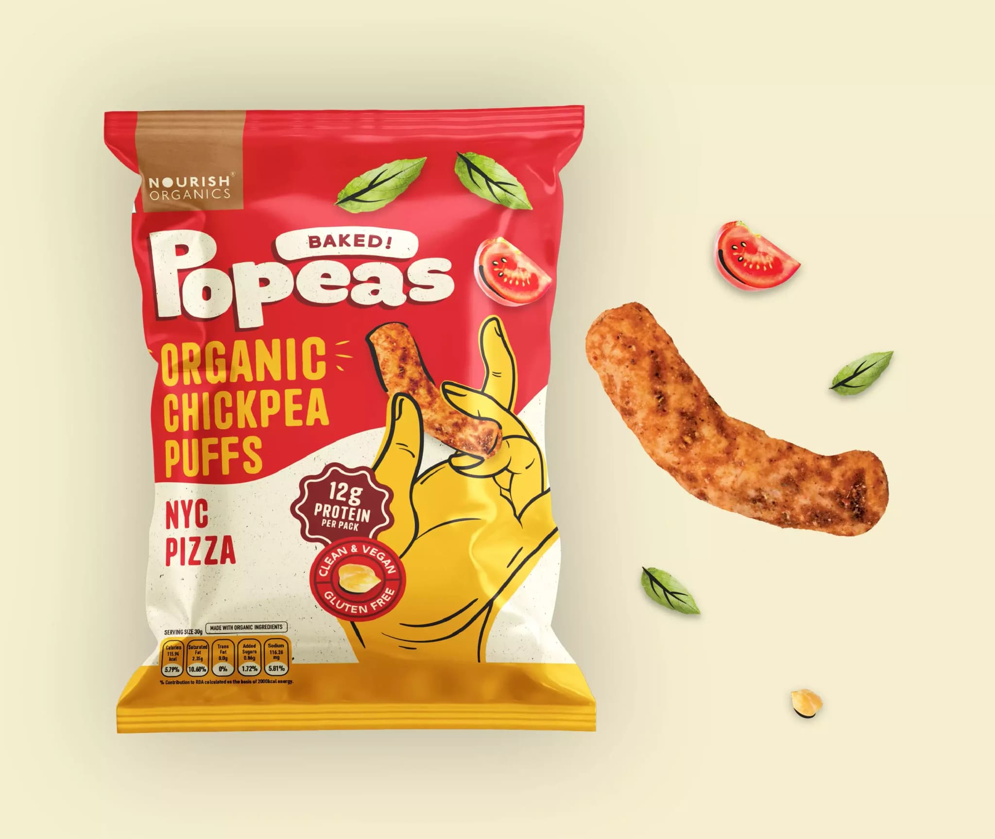 Nourish Organic NYC Pizza Protein Puffs,60g-Main image