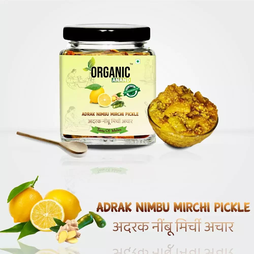 Organic Anand Khatta-Spicy Adrak Mirchi Nimbu Ka Achar, 250g-Main image