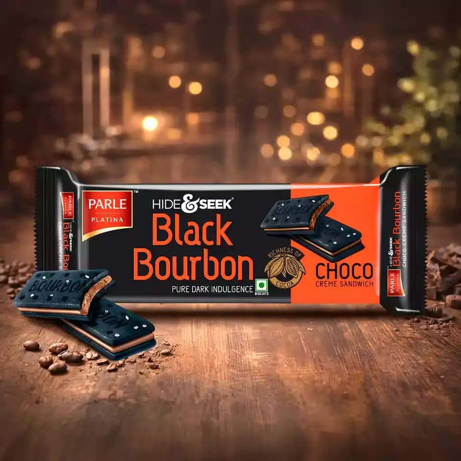 Parle Hide & Seek Black Bourbon Choco Creme Sandwich Biscuit,100g-Main image