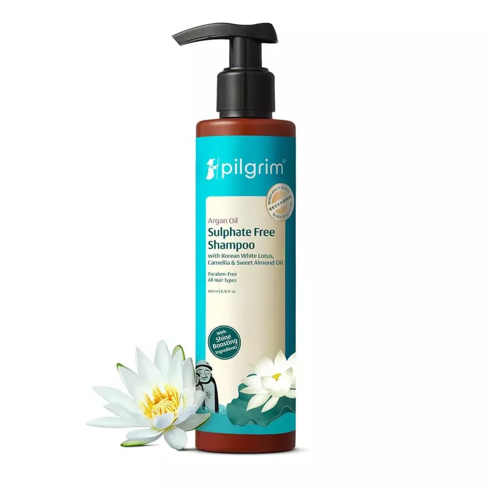 Pilgrim Argan Oil Sulphate Free Shampoo with Korean White Lotus, Camellia & Sweet Almond Oil, 200 ml-Main Image