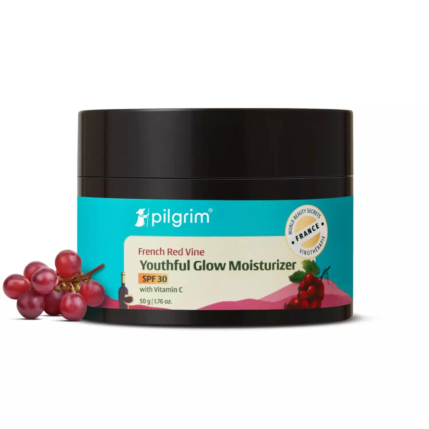 Pilgrim French Red Vine Youthful Glow Moisturizer SPF 30, 50 g-Main Image