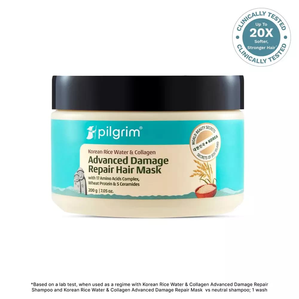 Pilgrim Korean Rice Water & Collagen Advanced Damage Repair Hair Mask, 200 g-Main Image