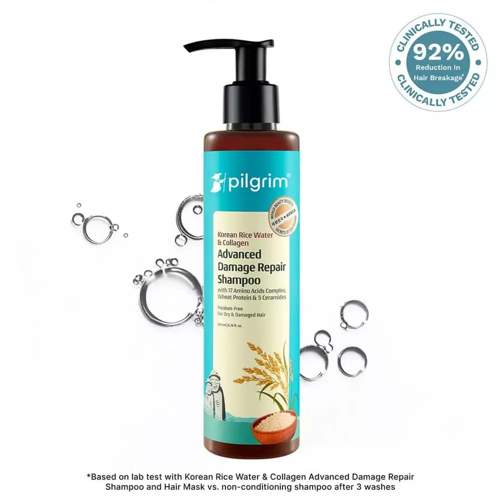 Pilgrim Korean Rice Water & Collagen Advanced Damage Repair Shampoo, 200 ml-Main Image