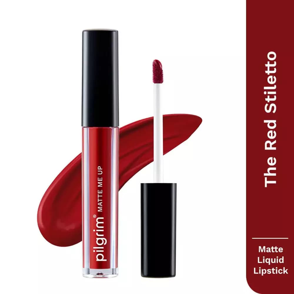Pilgrim Matte Me Up Liquid Lipstick, The Red Stiletto - 01-Main Image