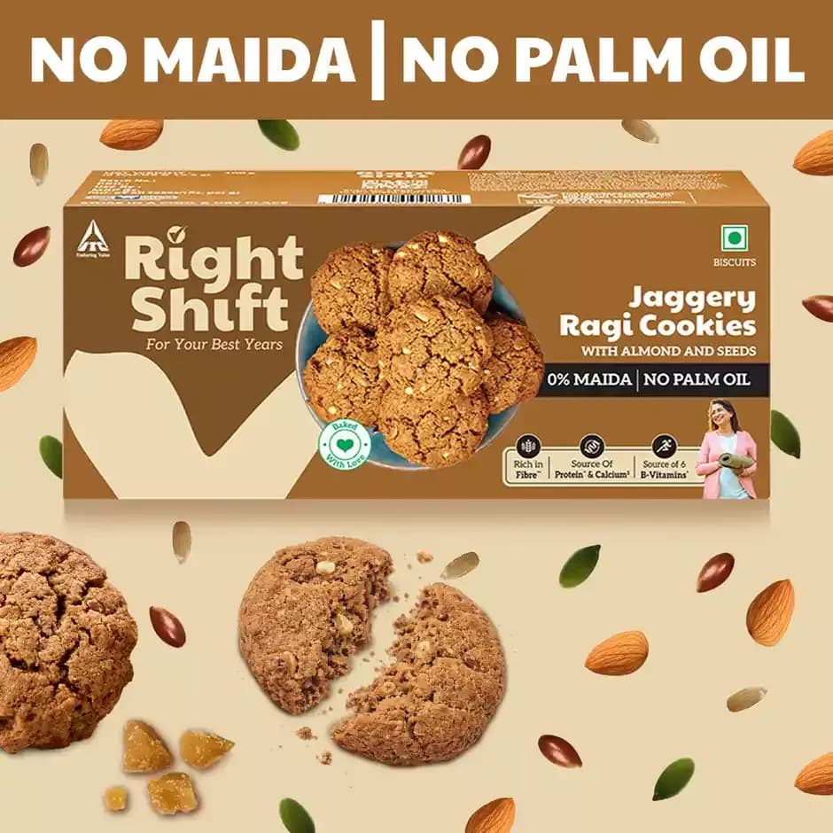Right Shift Jaggery Ragi Maida Cookies,100g-Main image