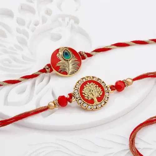 SIProducts Meenakari Tree Of Life And Peacock Rakhis,300g-Main image