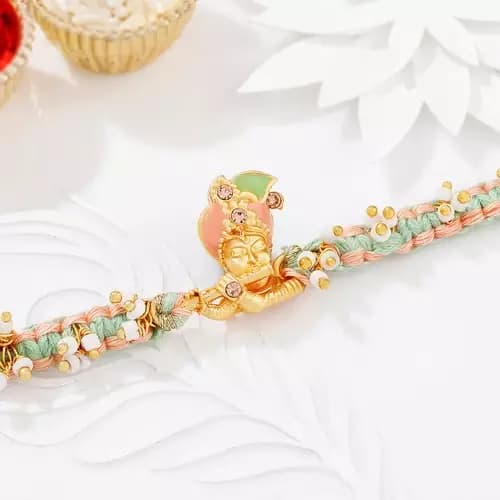 SIProducts Pastel Krishna Macrame Rakhi With Meena Work,200g-Main image
