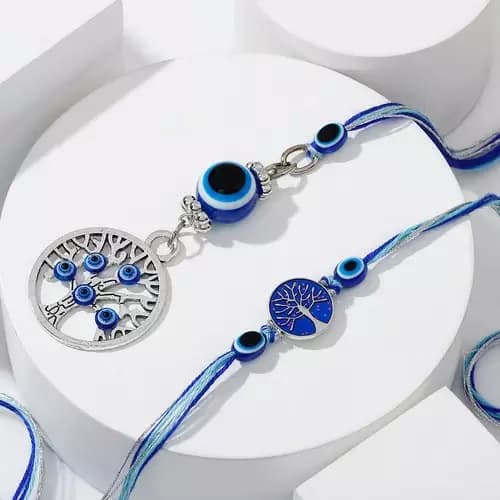 SIProducts Protective Evil Eye Bhaiya Bhabhi Rakhi,350g-Main image