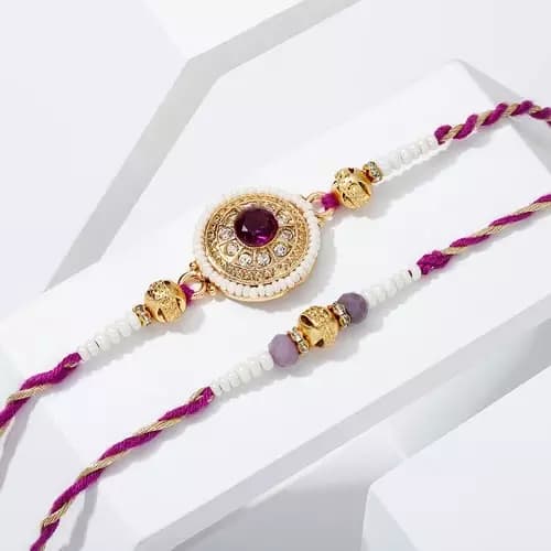 SIProducts Regal Purple Stone And Pearl Rakhi,300g-Main image