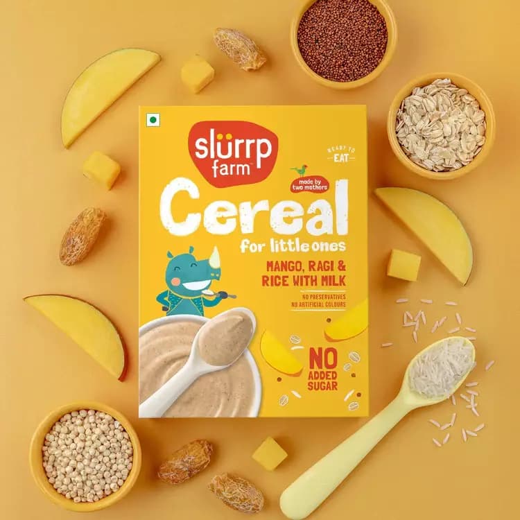 Slurrp Farm Mango, Ragi and Rice Cereal with Milk,200g-Main image