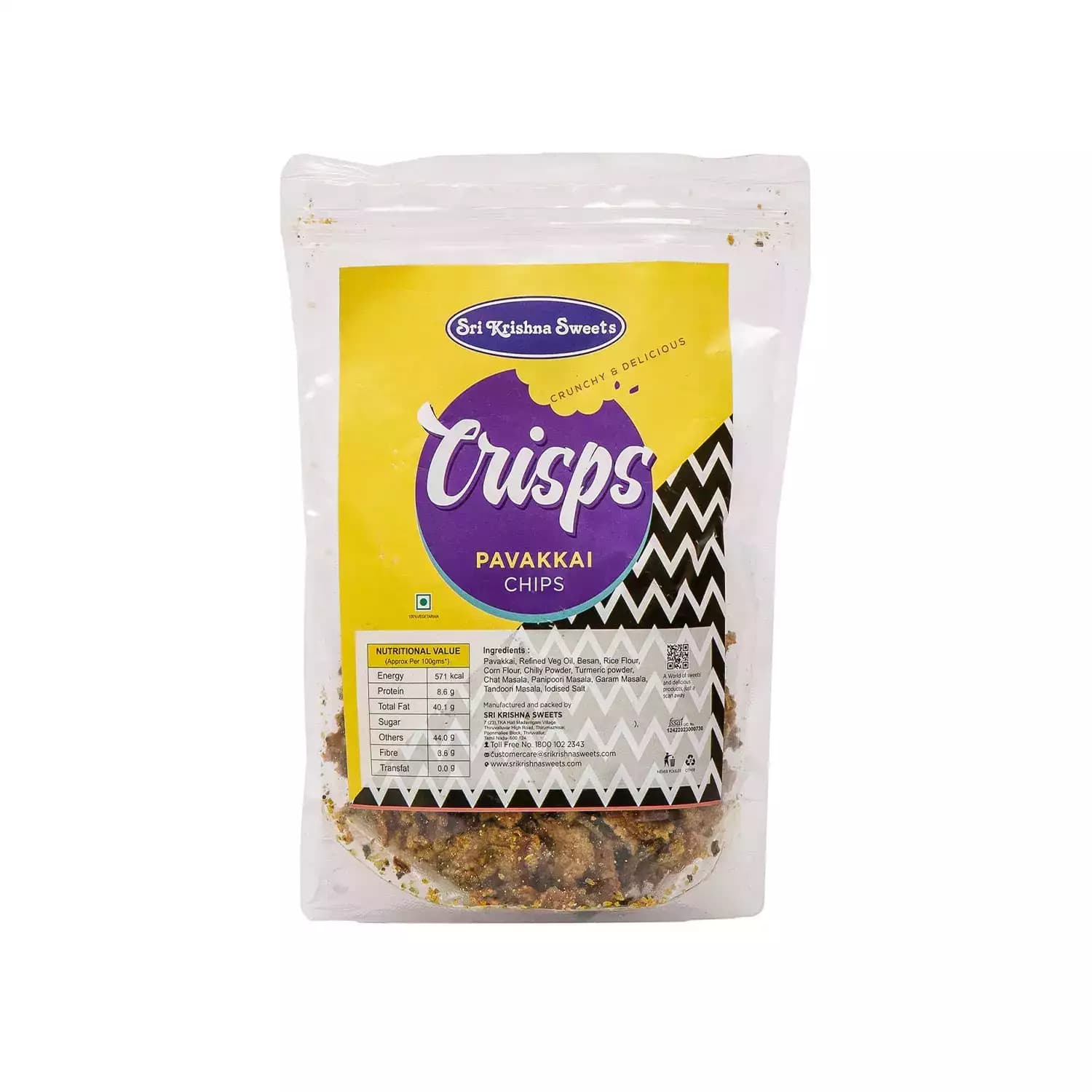 Sri Krishan Sweets Pavakkai Chips, 125g-Main image & Nutritional Value