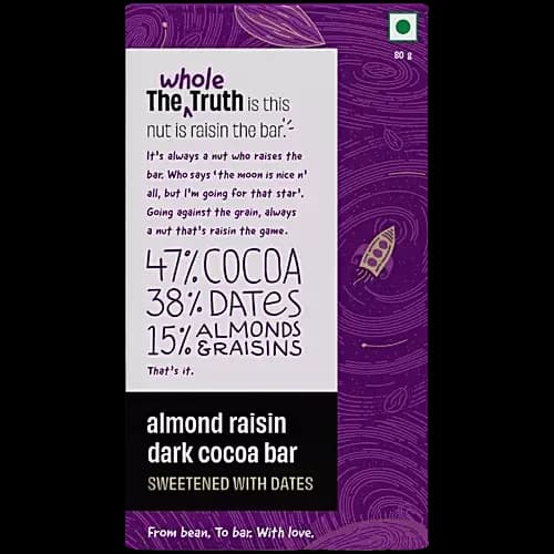 The Whole Truth Almond Raisin 47 Cocoa Bar,80g-Main image