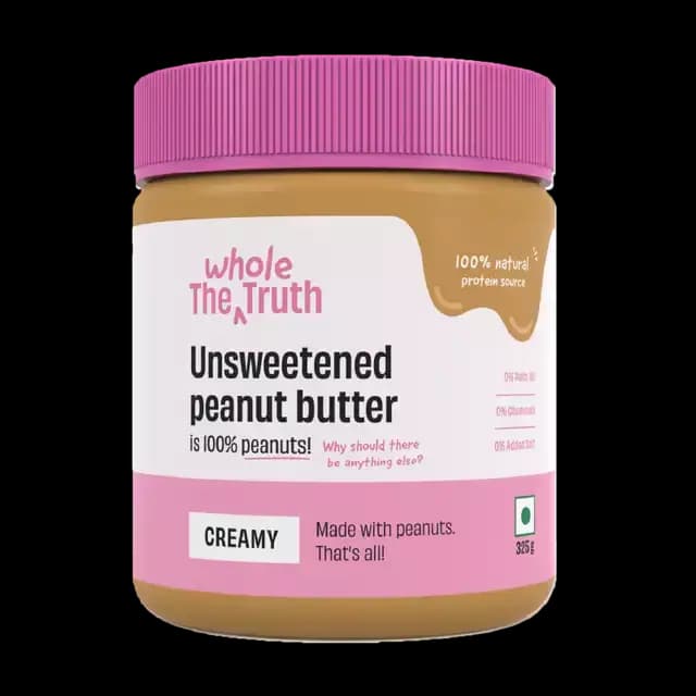 The Whole Truth Creamy Unsweetened Peanut Butter,325g-Main image