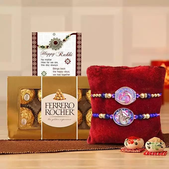 Tied Ribbons Rakhi Gift For Brother With Chocolate Hamper,400g-Main image