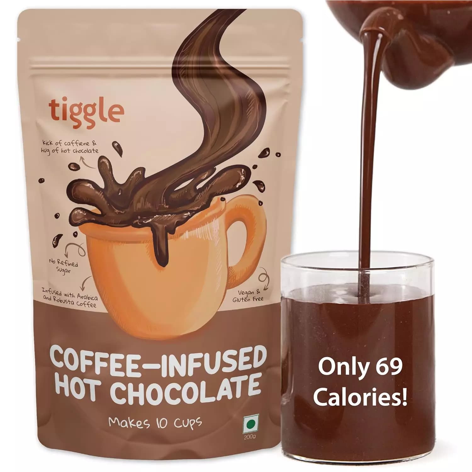 Tiggle Coffee-Infused Hot Chocolate Mix, 200 g-Main Image
