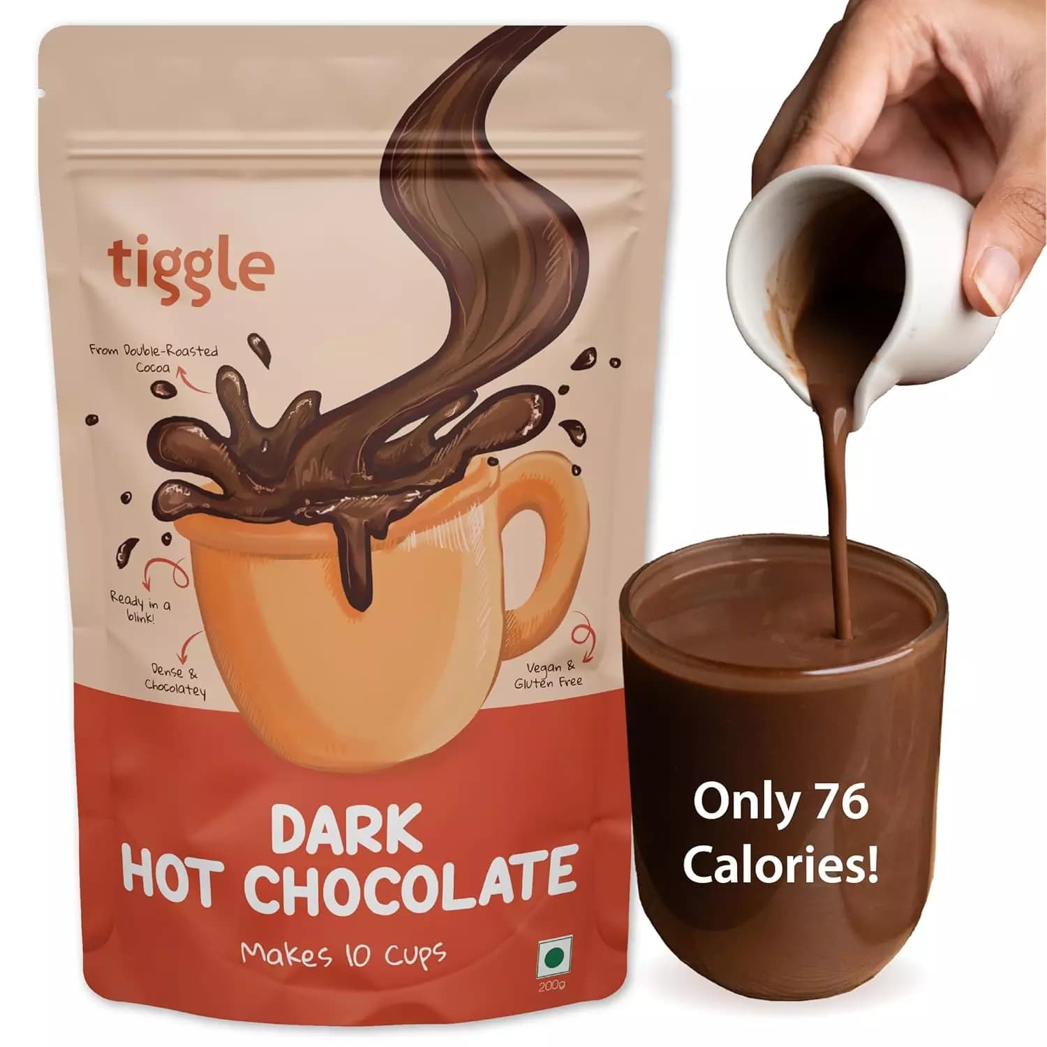 Tiggle Dark Hot Chocolate Powder Mix, 200 g-Main Image