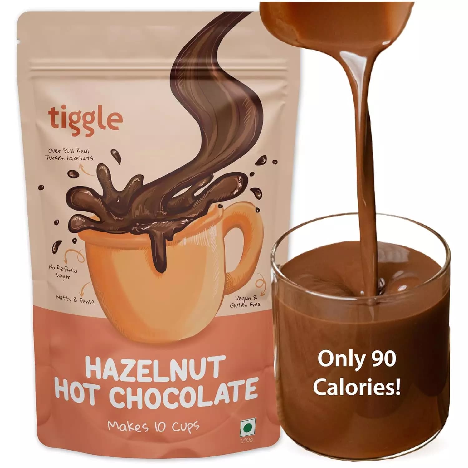 Tiggle Hazelnut Hot Chocolate Mix, 200 g-Main Image