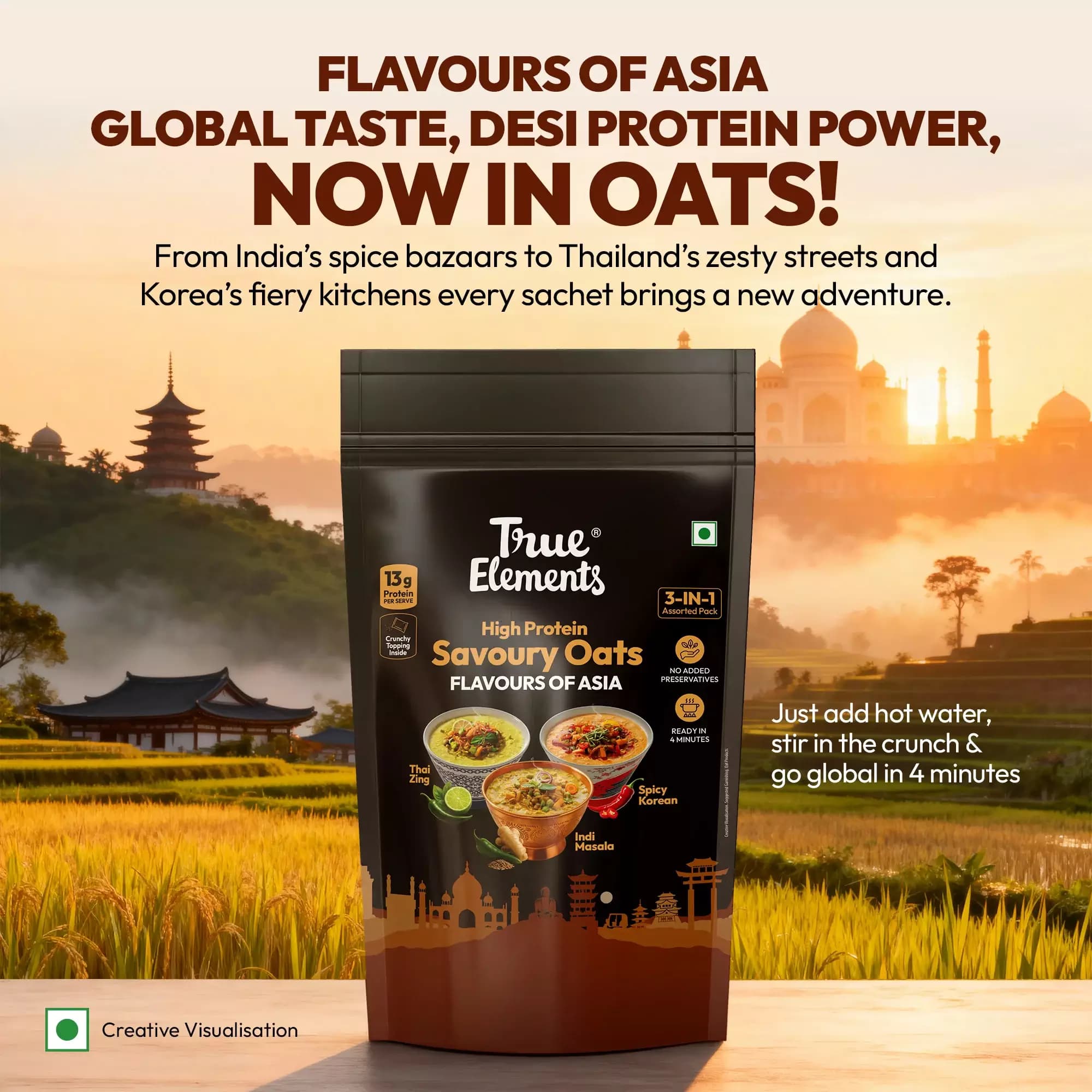 True Elements High Protein Savoury Oats Flavours of Asia-Main image