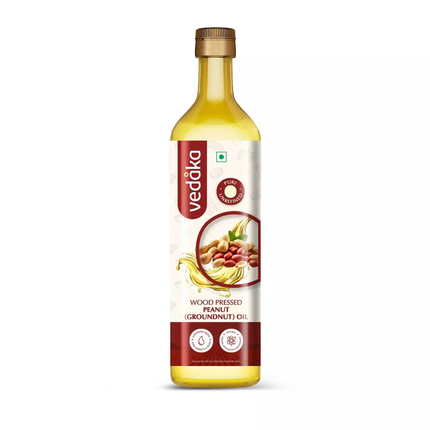 Vedaka Wood Pressed Peanut Oil, 1L-Main image