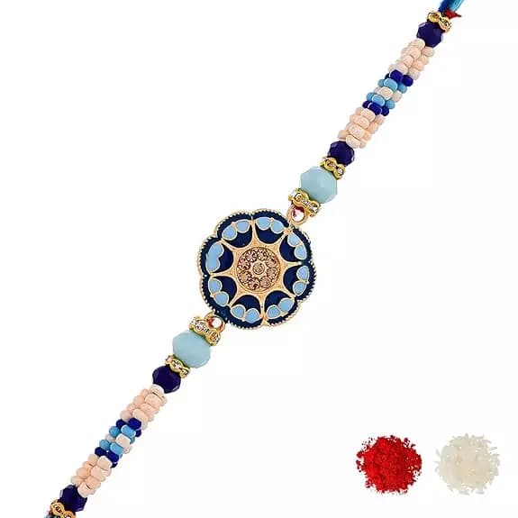 Voylla Blue Enamelled And Beaded Men's Rakhi,10g-Main image
