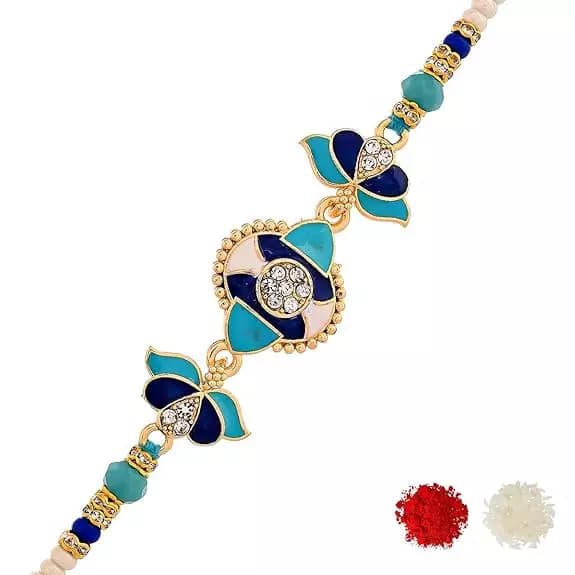 Voylla Blue Enamelled And Beaded Men's Rakhi,7.4g-Main image