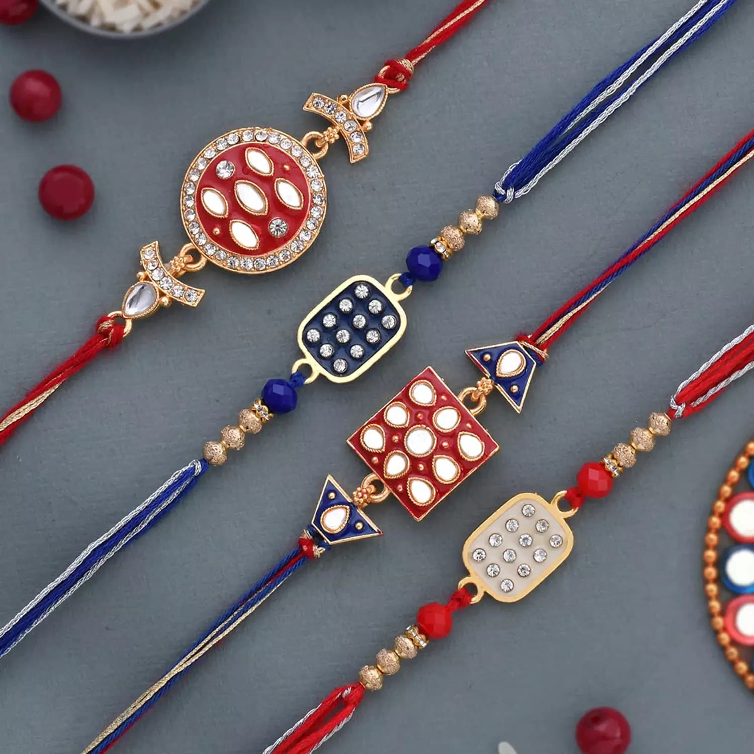 Voylla Meenakari Kundan Studded Rakhi,80g-Main image