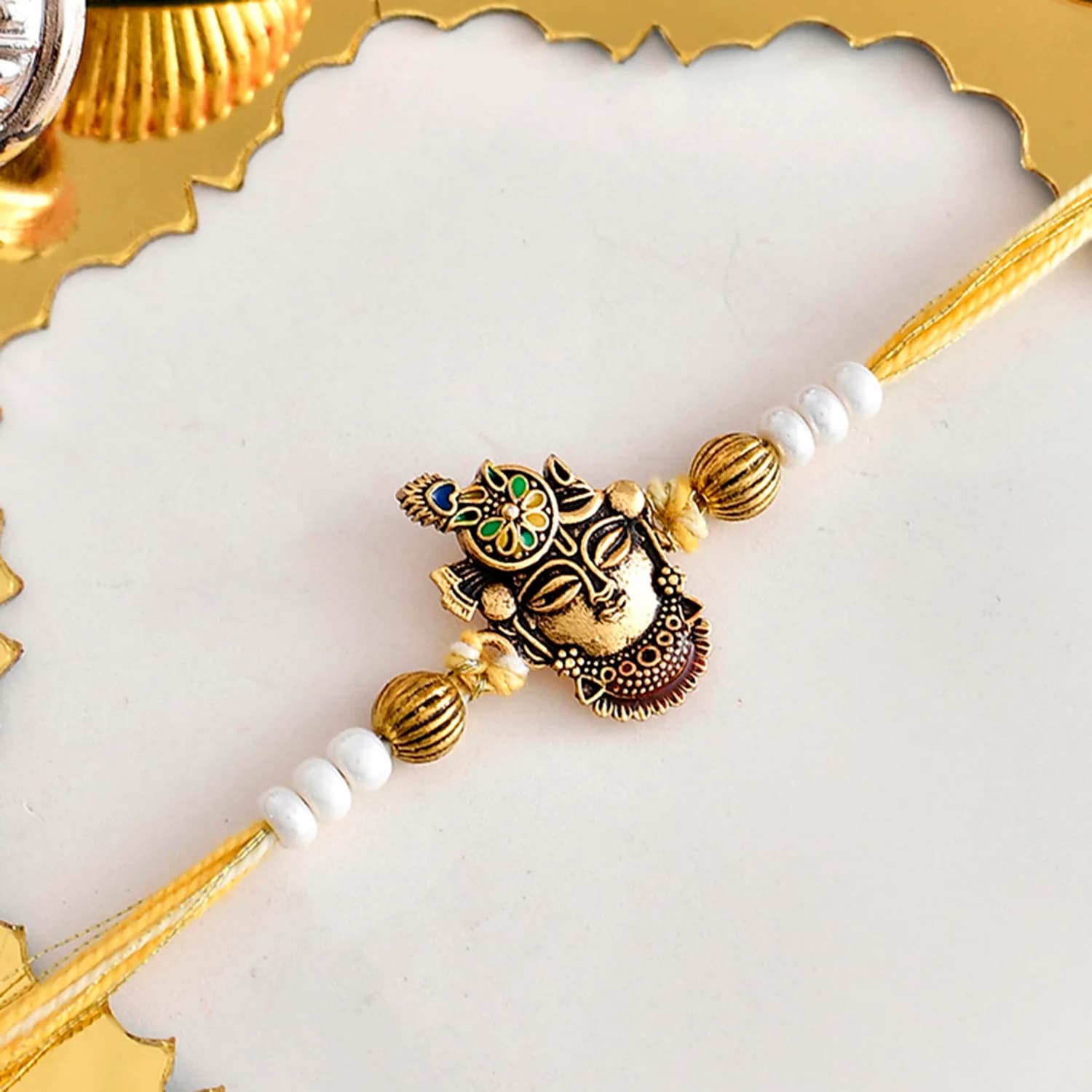 Voylla Studded Yellow Thread Mens Rakhi — Free Size