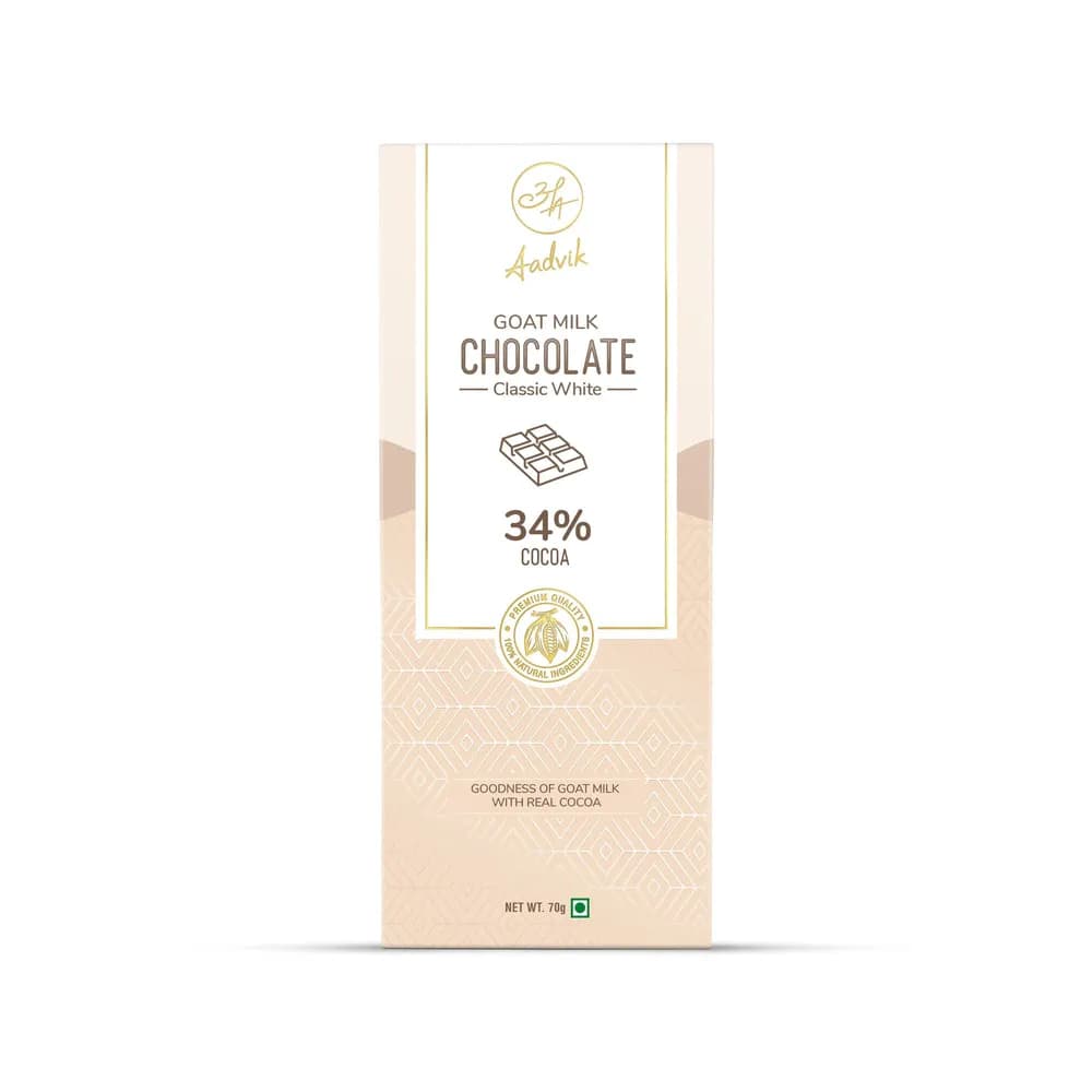 Aadvik Goat Milk Chocolate Classic White 70 G 1 ShopIndianProductsa