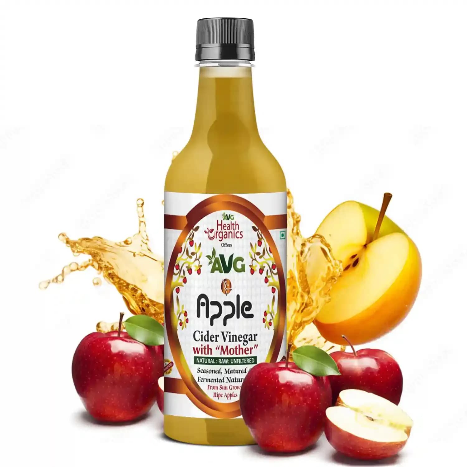 Avg health organics apple cider vinegar with mother 500 ml shopindianproductsa