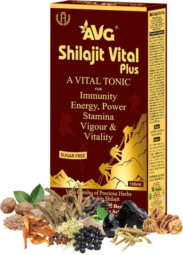 Avg health organics shilajit vital plus tonic sugar free 100 ml 1 shopindianproductsa
