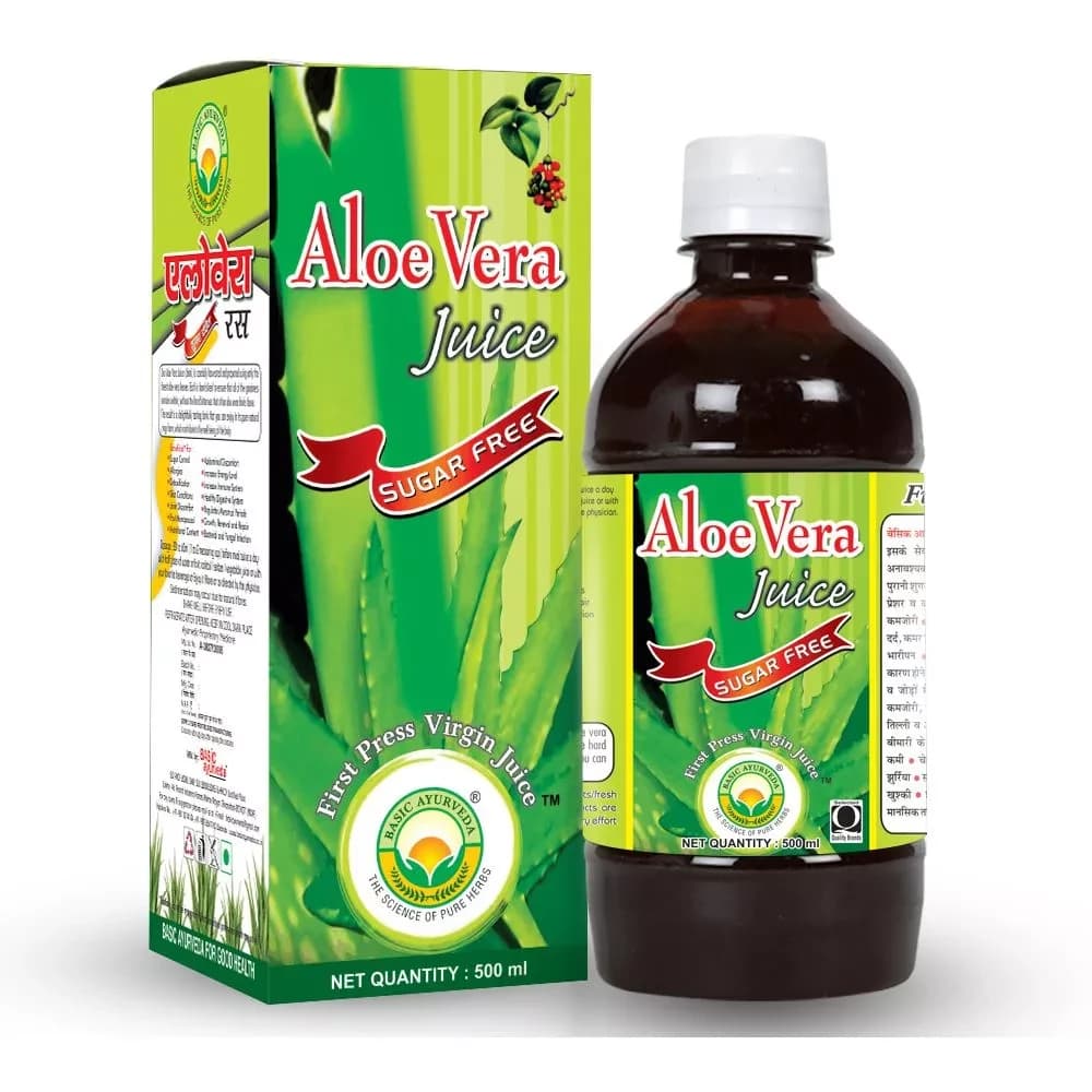 Basic Ayurveda Aloe Vera Juice (Sugar Free) 500 ml bottle