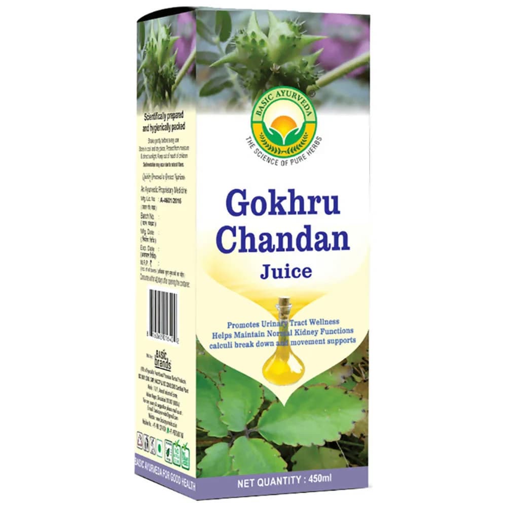 Basic Ayurveda Gokhru Chandan Juice 450 ml box