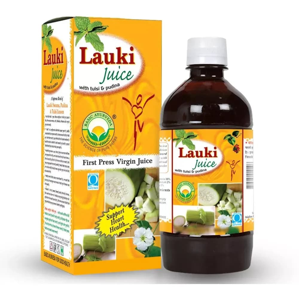 Basic Ayurveda Lauki Juice (With Tulsi and Pudina) bottle