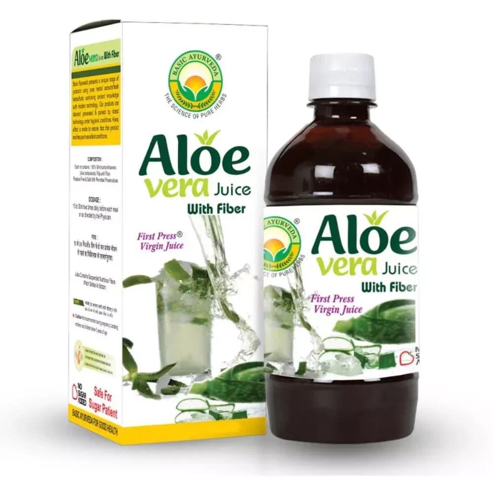 Basic Ayurveda Sugar Free Aloe Vera Juice with Fiber bottle