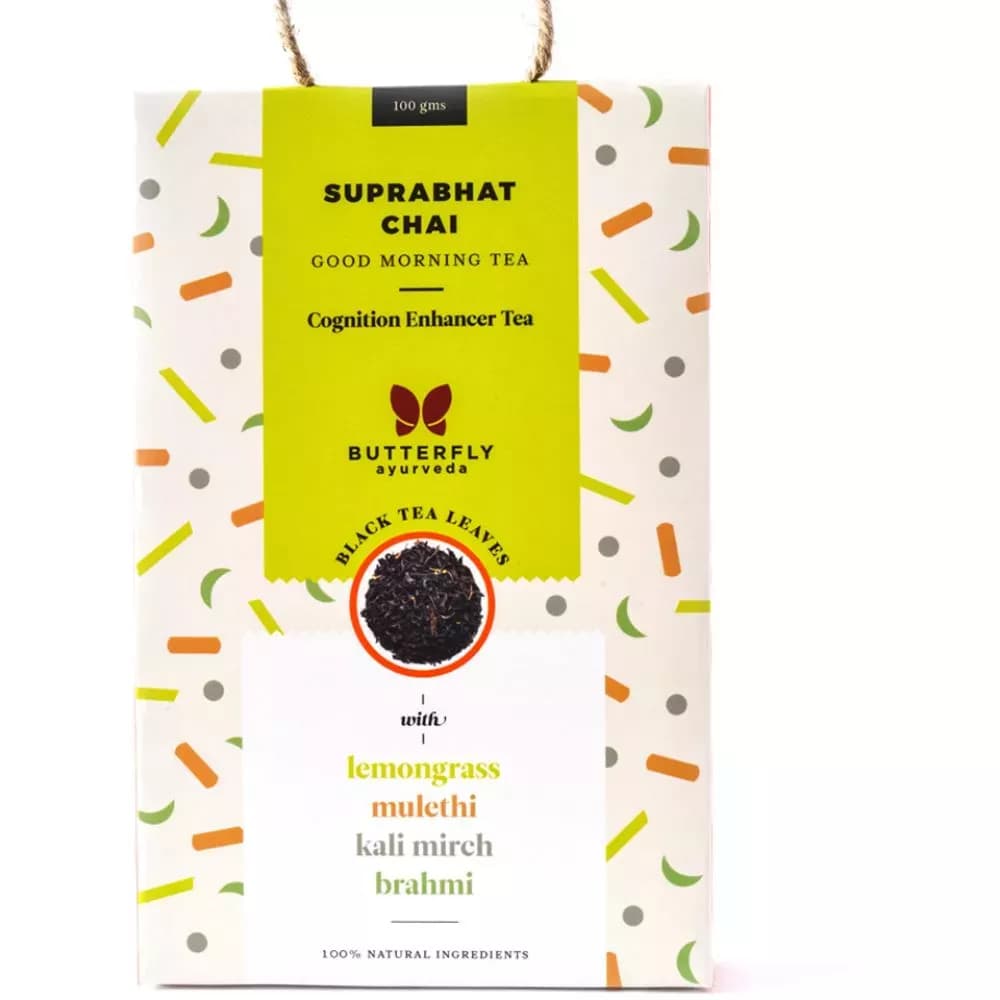 Butterfly Ayurveda Suprabhat Chai Assam Black Tea Leaves Lemongrass 100 g Powder Main Image