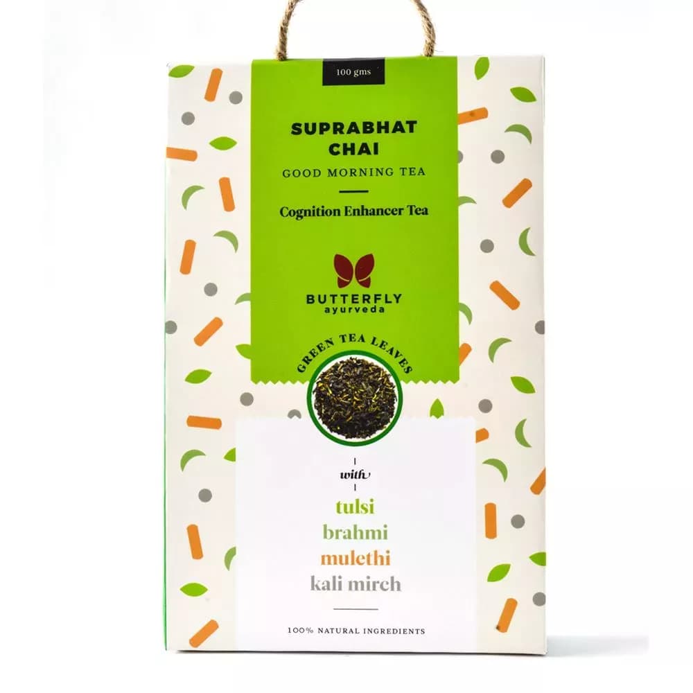 Butterfly Ayurveda Suprabhat Chai Darjeeling Green Tea Leaves Tulsi 100 g Main Image