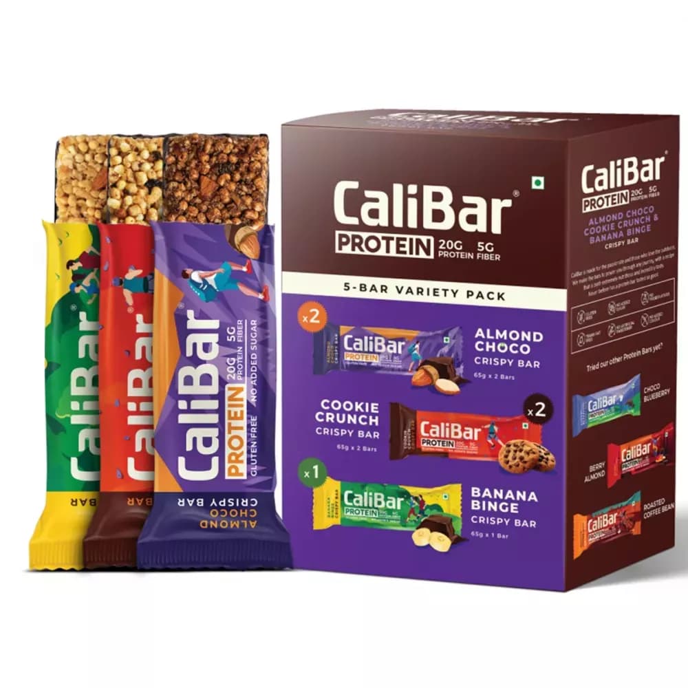 CaliBar Crispy Bar 100 g Almond Choco Cookie Crunch Banana Bingewebp