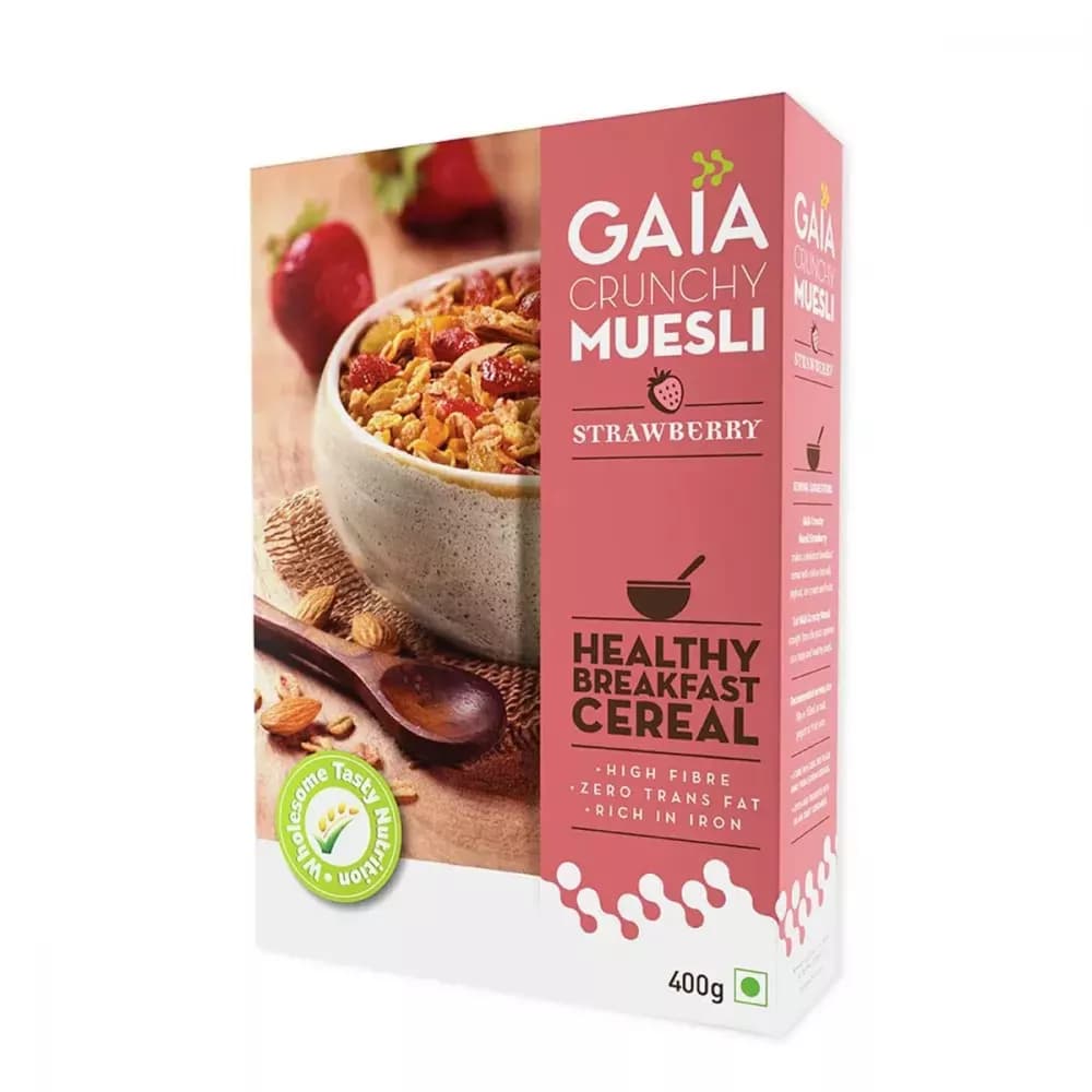 Gaia Crunchy Muesli Strawberry 400 g Main Image