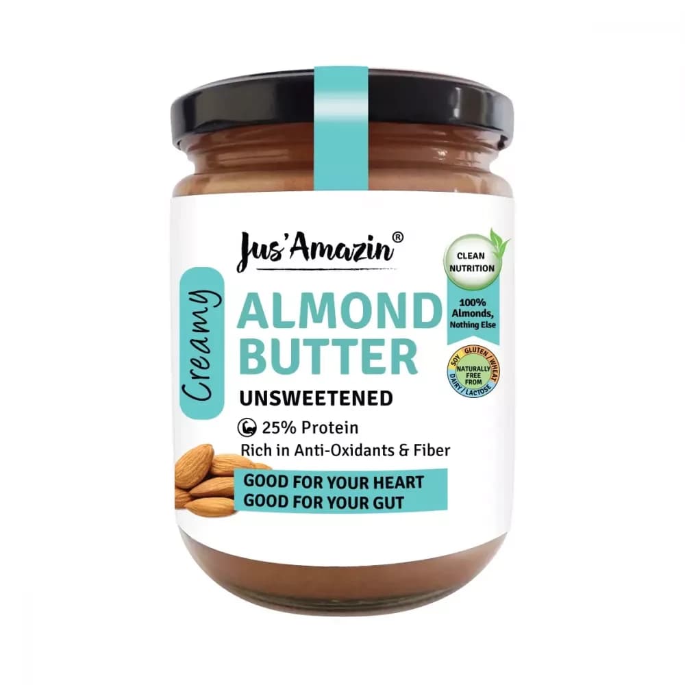 Jus Amazin Creamy Almond Butter Unsweetened 500 g bottle