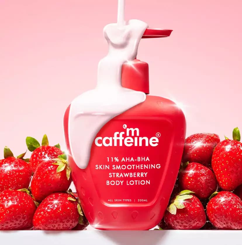 mCaffeine AHA BHA Strawberry Body Lotion,200ml-Main image