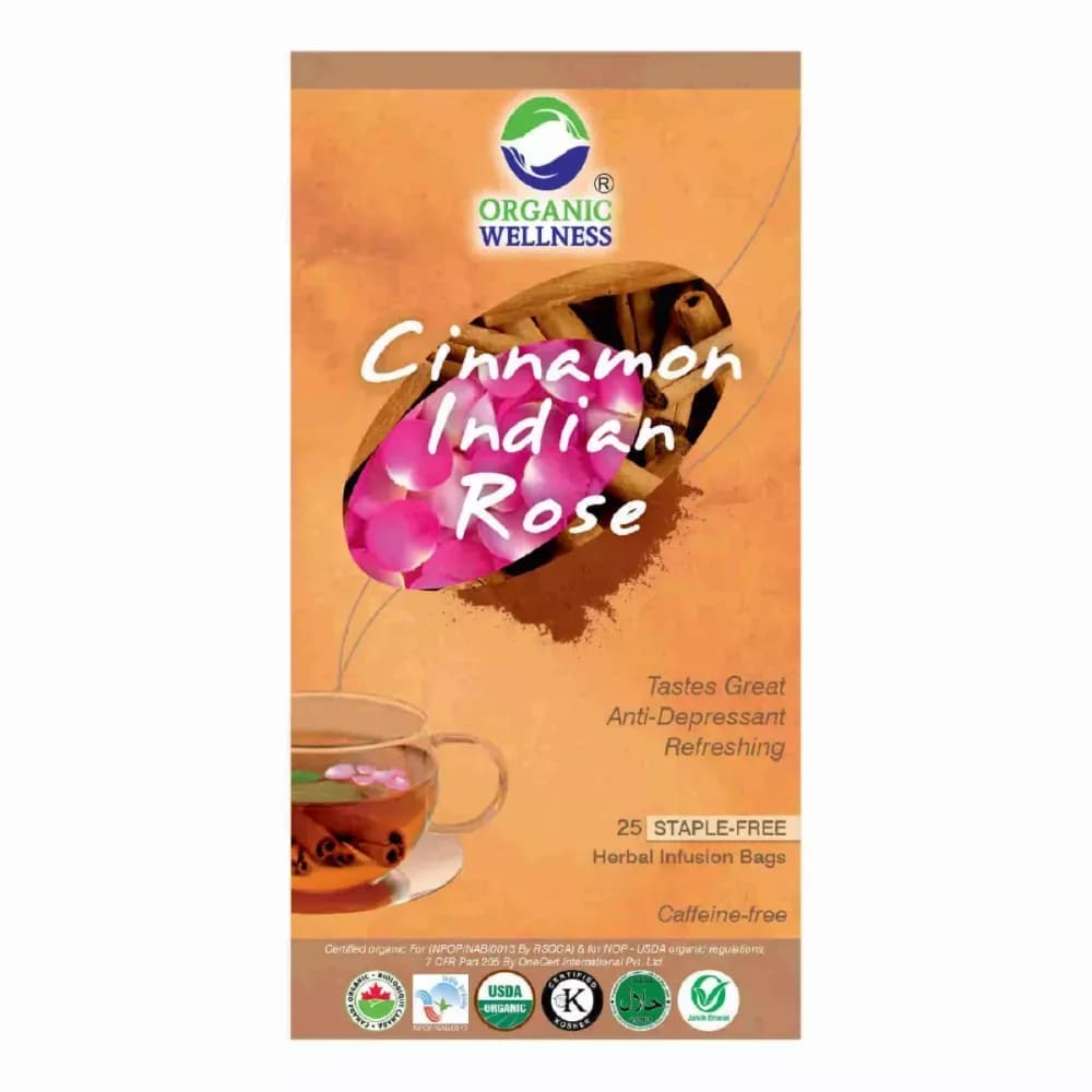 Organic Wellness Cinnamon Indian Rose Tea Bags 25 Sachet Main Image