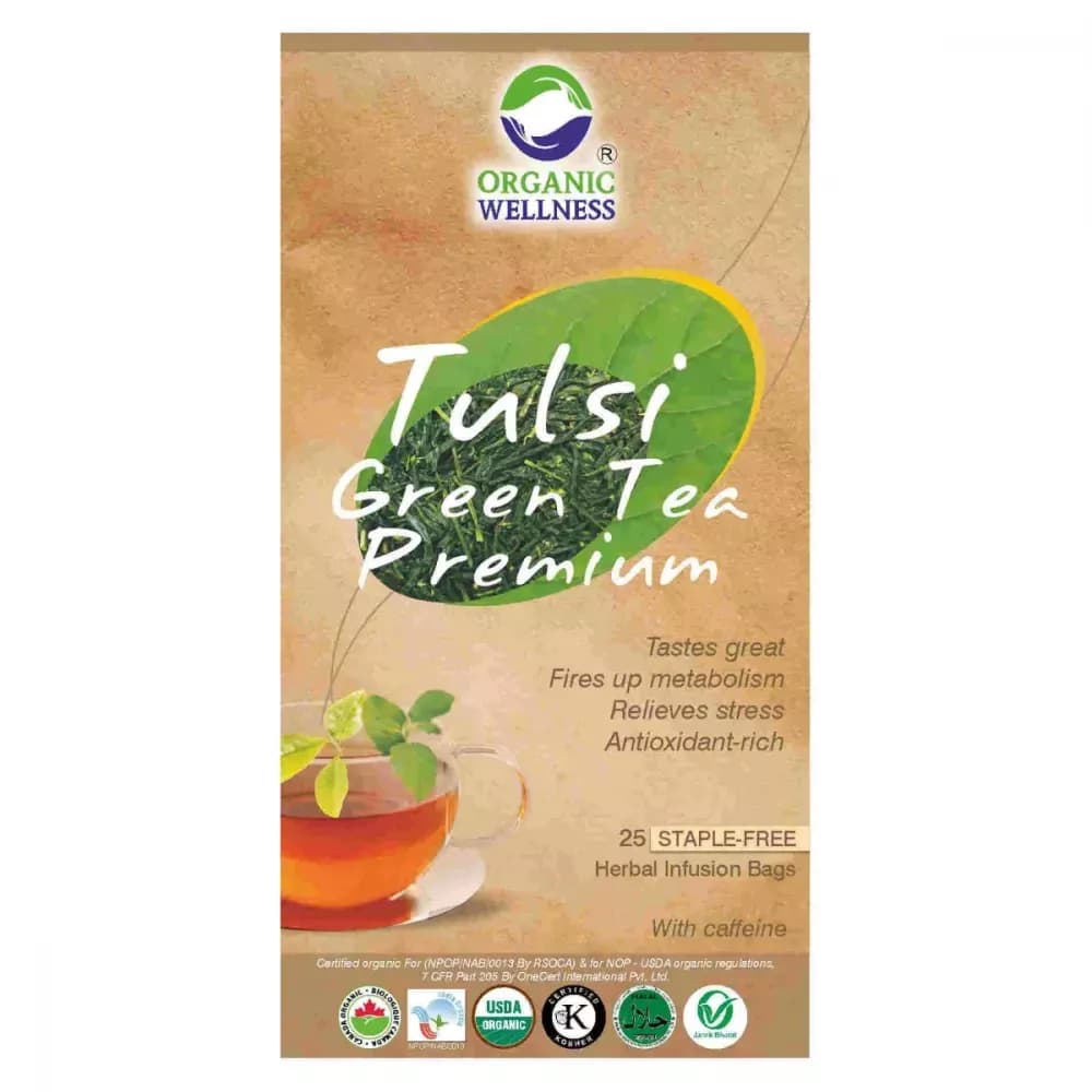 Organic Wellness Tulsi Premium Green Tea Bags 92 g Main Image