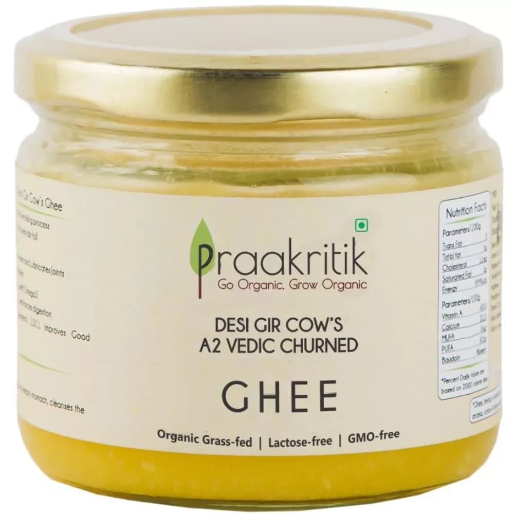 Praakritik A2 Bilona Gir Cow Ghee Vedic Churned 250 ml bottle
